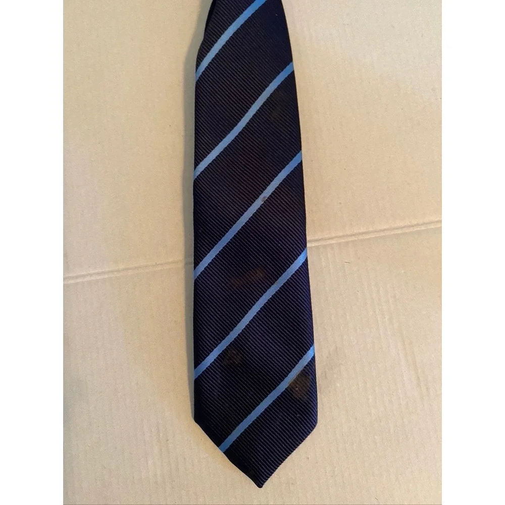 The Childrens Place Boys Navy Blue Light Blue Striped Clip‎ On Tie 6-18 Months